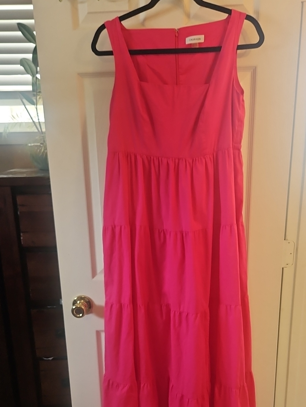 Calvin Klein Bright Pink Sleeveless Tiered  Dress